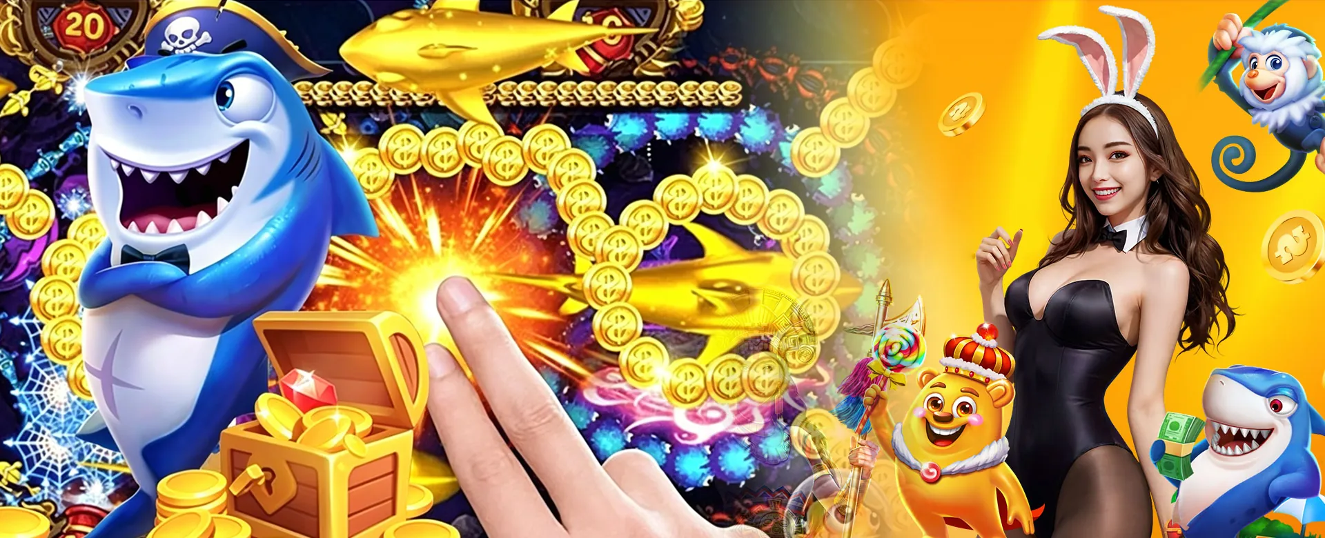 8k8app call to action banner with mobile login and celebration